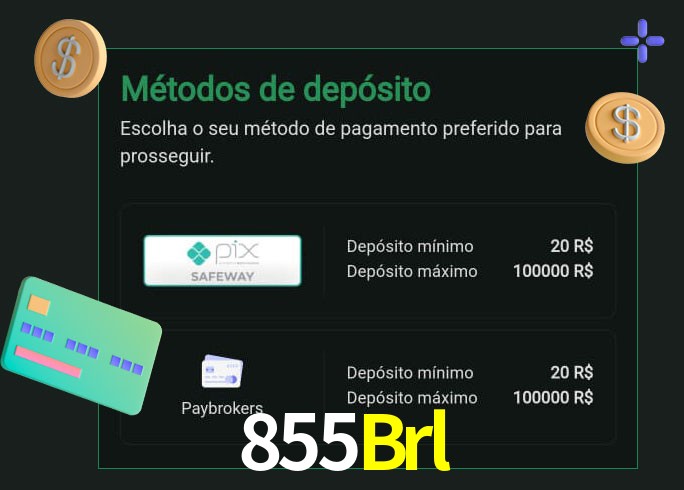 O cassino 855Brl oferece uma grande variedade de métodos de pagamento